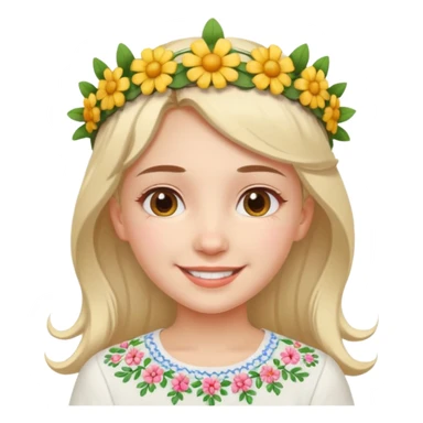 Ukrainian girl in a white embroidered shirt with a flower crown on her head sticker