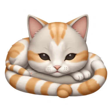grey and white small cat with eyes closed lying down upside down with its head resting own paw sticker