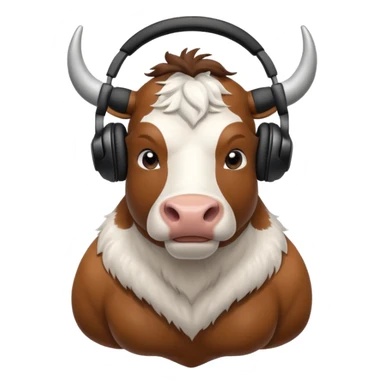 strong cow wearing black headphones sticker