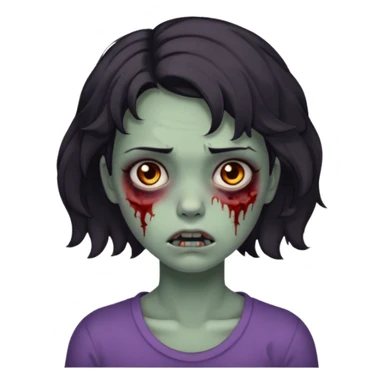 Zombie girl with bruises, she has a dark short wavy hair, she has a tired expression and dark eyes, she has dark circles too sticker
