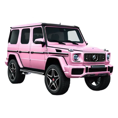 Mercedes-Benz G63 AMG in elegant light pink, shown from the side with the front logo visible. Use bold outlines, black details, a glossy finish sticker