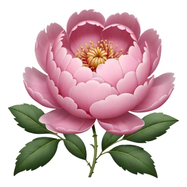 Peony of soft pink color with a heart sticker