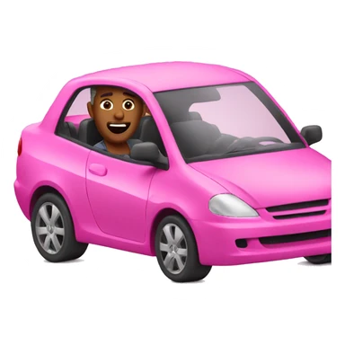 Man driving a fast pink car sticker