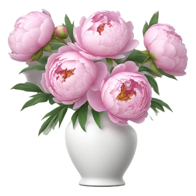 Pink peonies in white vase ￼ sticker