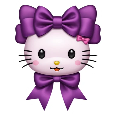 Hello kitty with dark plum color satin realistic bow sticker