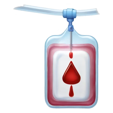 Rectangular transparent plastic iv bag filled with 500ml of blood hanging on an iv pole in an intensive care unit  sticker