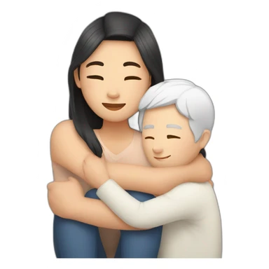 asian woman and white men cuddles virtually sticker