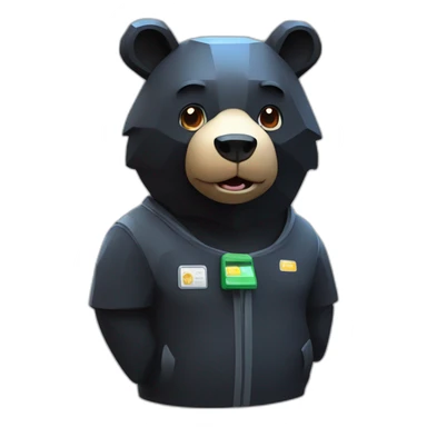 Happy Lowpoly black bear with gas station sticker