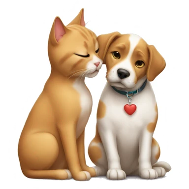 Cat kissing dog sticker