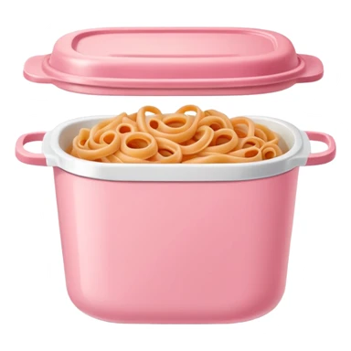 pastel pink food container with bolognese pasta inside sticker