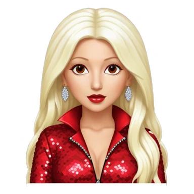 Christina Aguilera with long platinum blonde hair, red sequin outfit sticker