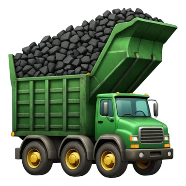 green truck with coal ore sticker