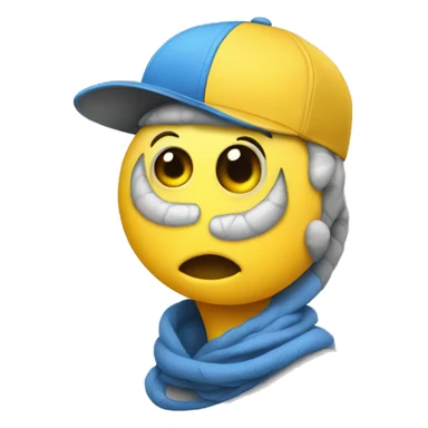 a yellow worm with blue eyes, gray cap drawn in the style of a sketchbook sticker