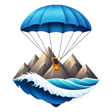 A bold emblem featuring a combination of symbols representing various extreme sports, like a mountain peak, a parachute, and a wave. The design is dynamic and sharp, capturing the thrill and adventure of extreme sports, with a strong, energetic vibe. sticker