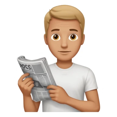 man holding rolled newspaper sticker