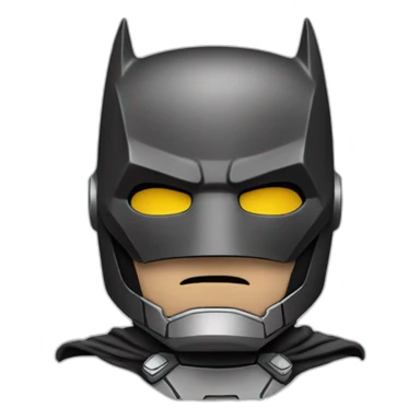 Batman with iron man armor in black and gray with bat mask sticker