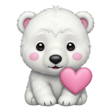  Oso Polar blanco corazón rosa kawaii cute sticker