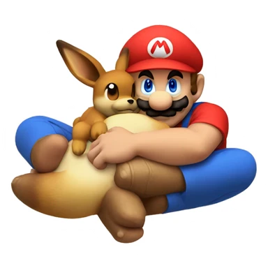 Mario with big hand and Eevee sleep sticker