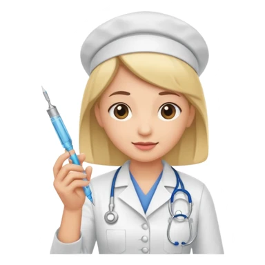 nurse holding vaccination needle sticker