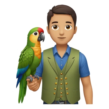 Walker + parrot on shoulder, Pet Walkers, Full body. sticker