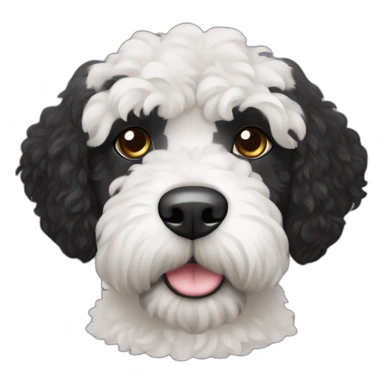 black face Portuguese water dog with white chin and chest sticker