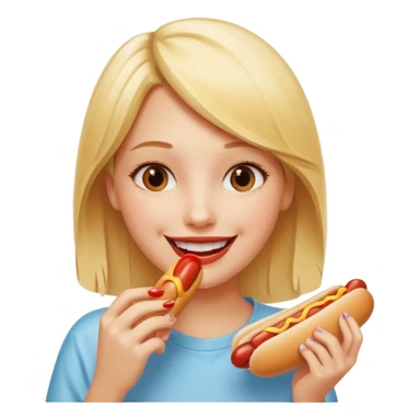 Blonde girl eating red hot dog sticker