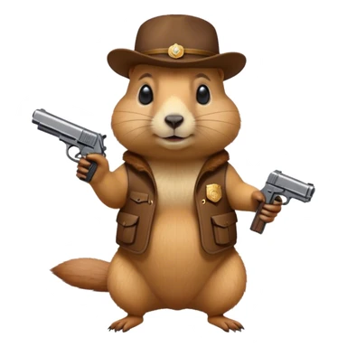 prairie dog holding a pistol sticker