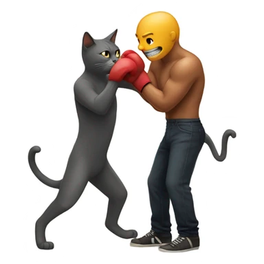 Cat boxing a six foot man sticker