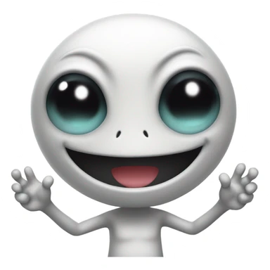 happy cute alien with peace sign on hand sticker