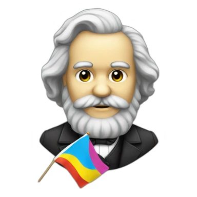 karl marx holding a pansexual flag sticker