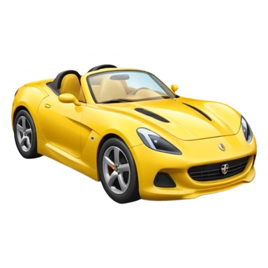 Generate a high-quality 3D cartoon-style emoji of a yellow sports car, sleek and shiny, realistic shading, smooth gradient colors, rounded and cute appearance, simple white background, high-resolution. sticker