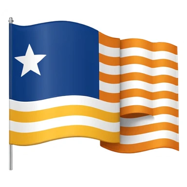 A flag whit darkblue, blue, white, yellow and orange and has 5 stripes white in the middle, blue in next to white left, yellow next to white right, orange next to yellow right, dark blue next to blue left sticker
