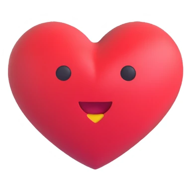 large smooth vibrant heart shape, Microsoft fluent 3D emoji style sticker