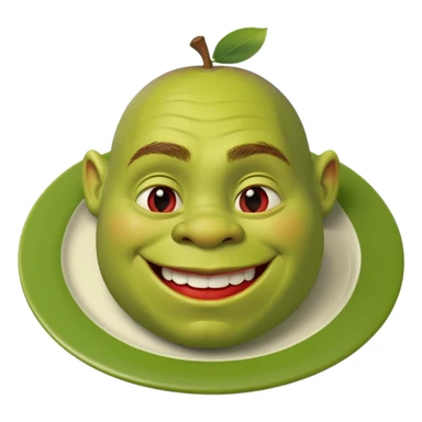 shrek on a plate with an apple inside his mouth sticker
