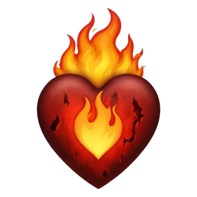 Black heart on fire  sticker