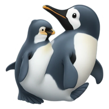 Un pingouin sur un dauphin bleu sticker