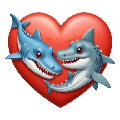 A cute crocodile and a cure shark in a heart sticker