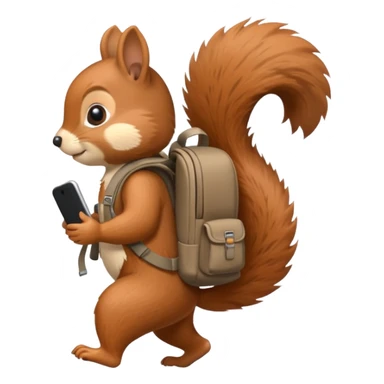 a squirrel walking with a backpack
 sticker