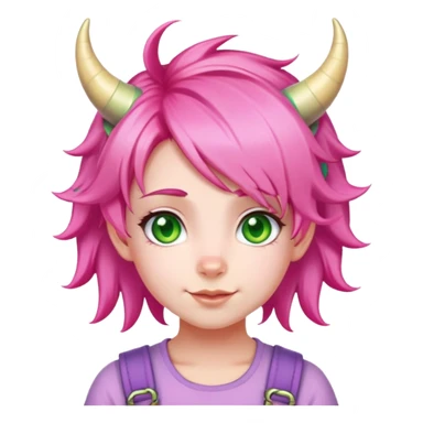 Anya Forger from Spy x Family, cute little girl with pink hair styled with two horn-like tufts, green eyes, and a cheerful expression sticker