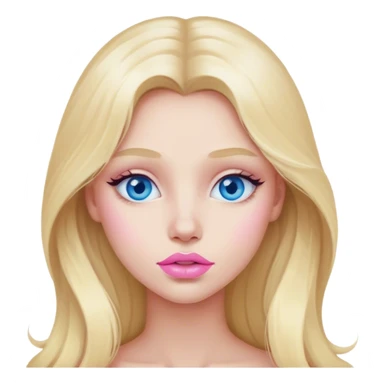 Cinematic realistic blonde with long hair, blue eyes and painted pastel pink lips came up with an idea sticker