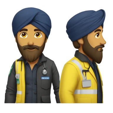 Sikh man with beard wearing a black turban and a yellow paramedic jacket sticker