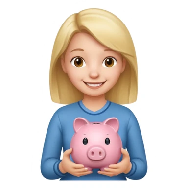 girl holding piggy sticker