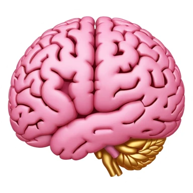 A pink brain with elegant golden details and accents. In the center of the brain type "1 EU" sticker