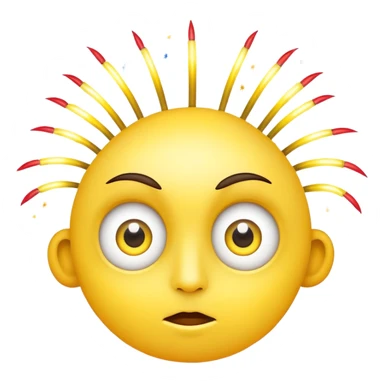 yellow face with wide eyes, fireworks in the background sticker