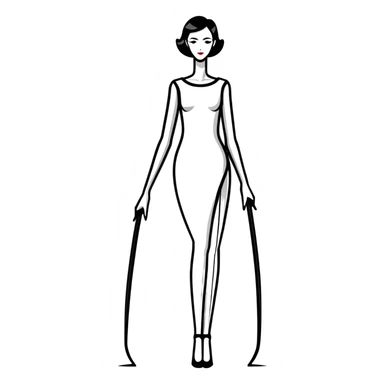 A tall elegant woman with extremely long limbs and geometric angular face structure sticker