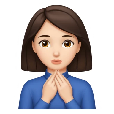 a brunette woman with two hands on her neck sticker