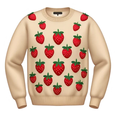 beige sweater embroidered with strawberries sticker