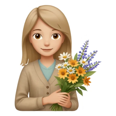 คาแรกเตอร์: สุภาพ อบอุ่น สบาย ๆ
ลุคอิโมจิ:

ดวงตาน้ำตาลเบจ นุ่มละมุน

ผมตรงธรรมชาติ

เสื้อผ้าลินิน / โทนเอิร์ธ

ท่าถือดอกไม้ / ยิ้มอ่อน
ฟีล: natural beauty, clean girl sticker