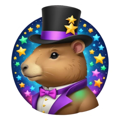 A Galaxy capybara with a tophat sticker
