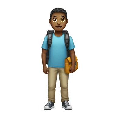 Full length teenager with backpack sticker
